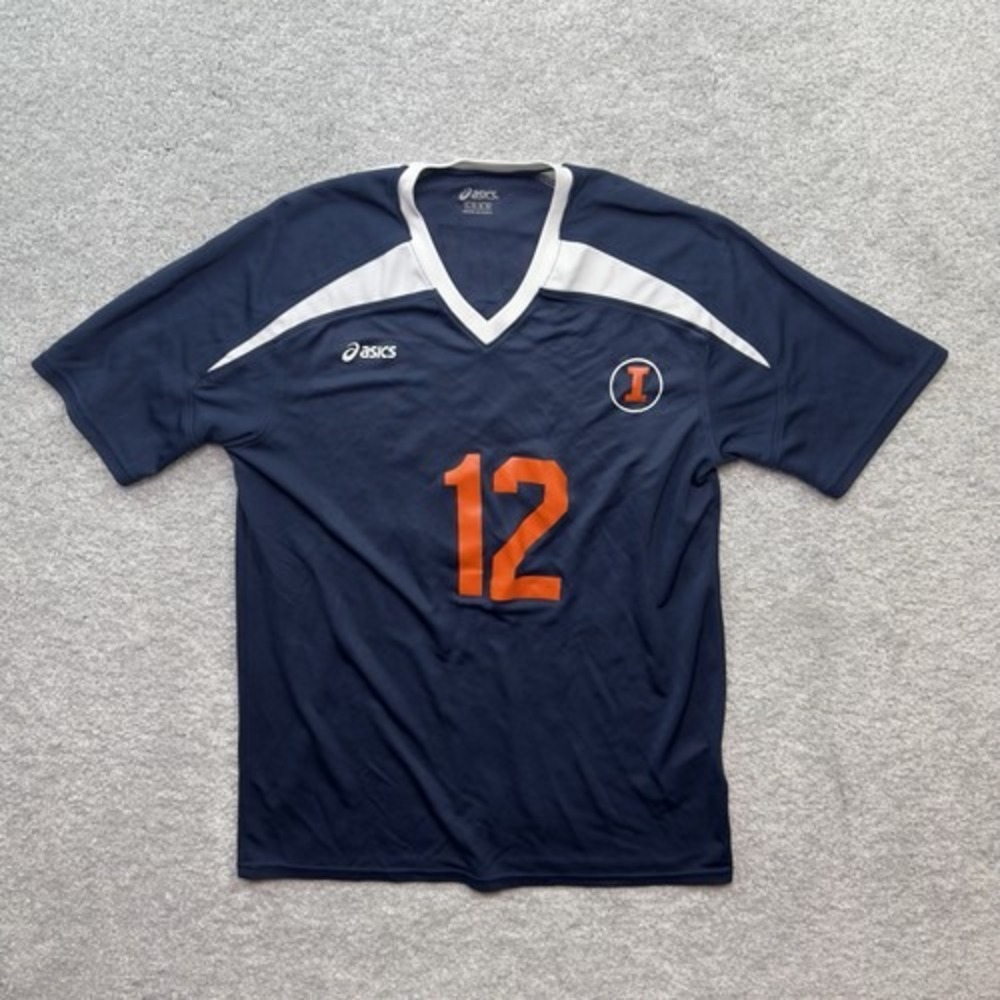 ASICS Illinois Fighting Illini #12 Jersey Navy Orange Made in USA Large